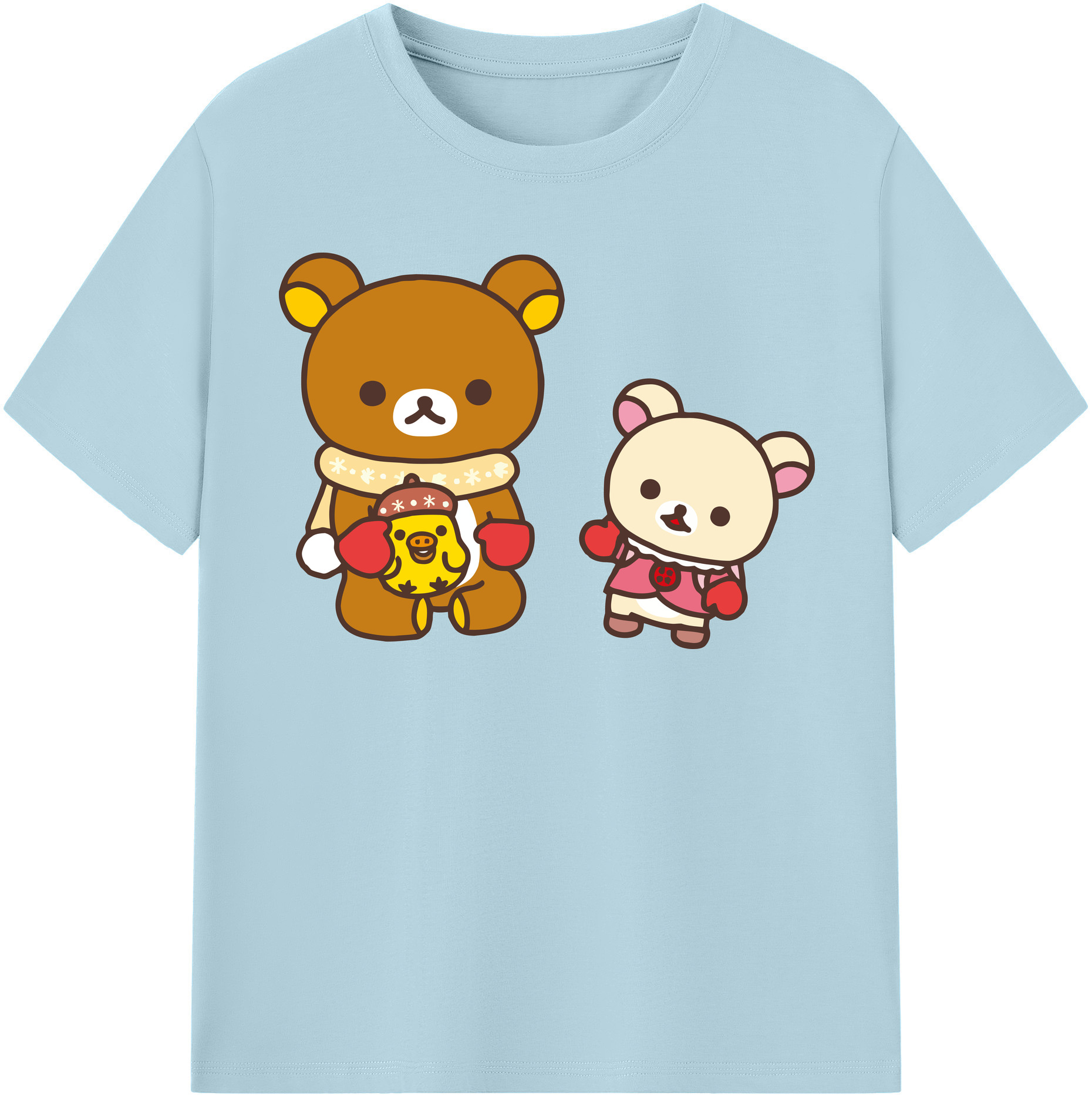 （画像用） リラックマ リラックマ キイロイトリ Rilakkuma Korilakkuma Kiiroitori 綿100％半袖Tシャツ（フロントプリント）